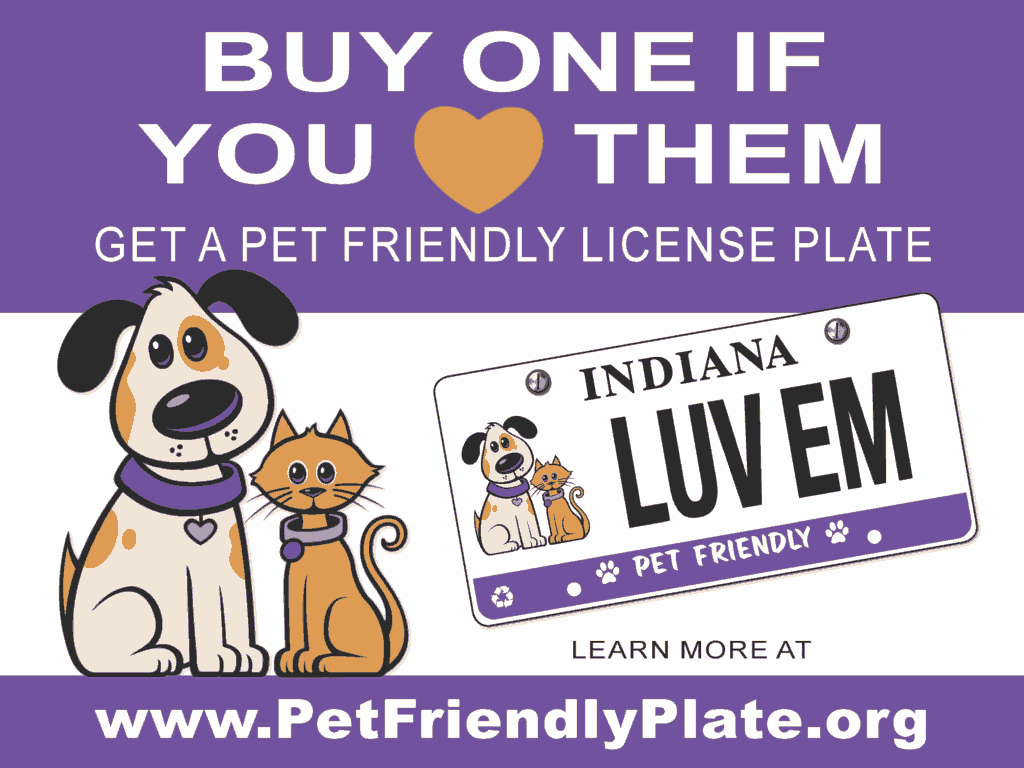 Pet friendly License plates for the state of Indiana